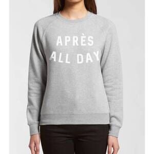 NEW AUGUST INK après all day crew sweater in grey